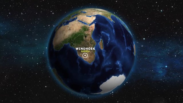 NAMIBIA WINDHOEK ZOOM IN FROM SPACE