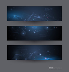 Abstract Molecules banners set with Circles,Lines,Geometric,Polygon. Vector design network communication background. Futuristic digital science technology concept for web banner template or brochure