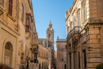 Fototapeta na wymiar Main Street of Mdina, Malta, Europe, mediterranean