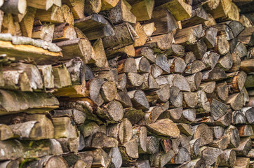Folded wooden logs