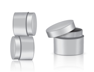 Mock up Realistic Metal Packaging Product For Cosmetic Beauty Jar  isolated Background.