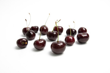 Sweet cherries on a white background