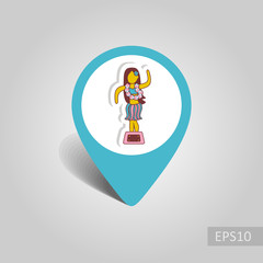 Hula Dancer Statuette pin map icon. Vacation