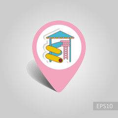 Water Park Summer. Slide Beach pin map icon