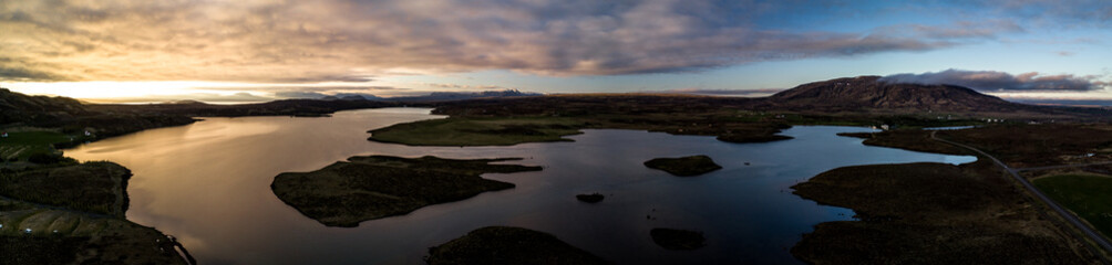 aerial panorama view of a lake in Iceland