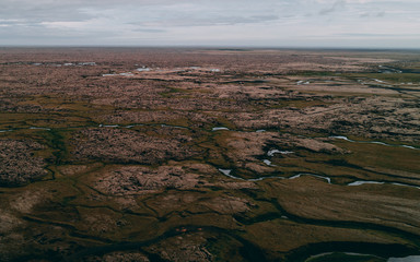 aerial view of icelandic landscape