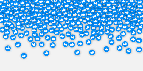 White background with blue hand likes signs.