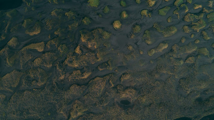 stokksnes top down aerial view of black sand