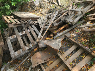 Old wooden debris pile, Wood garbage pile