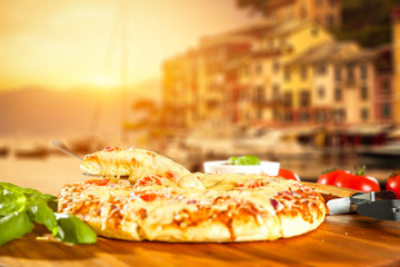 fresh hot pizza in Italy 