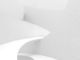 Abstract white background 3d render,There are curved wall with variety direction.