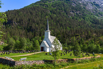 Jostedal church. A parish church in Luster Municipality in Sogn og Fjordane county, Norway.