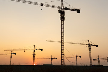 lift in site with sunset