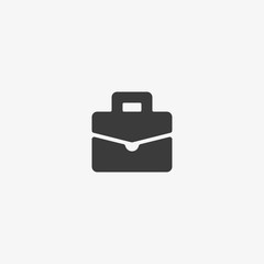 Briefcase icon. Black on white background. Flat design style.