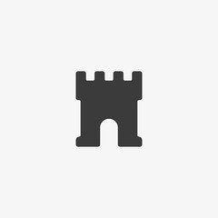 Castle tower icon, sign in white background
