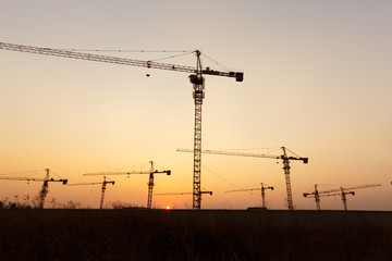 lift in site with sunset