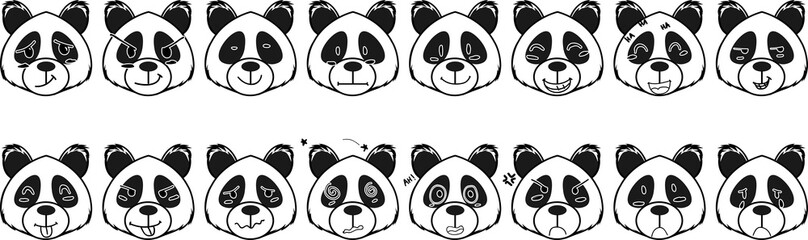 illustration of various kinds of panda expression © herawan