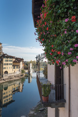 Fototapeta na wymiar Brembo river in Bergamo, Italy.