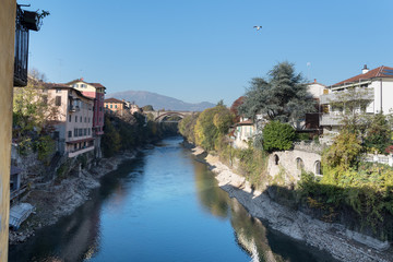 Fototapeta na wymiar Brembo river in Bergamo, Italy.