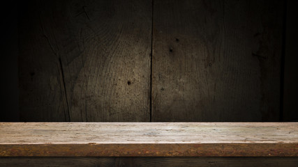 background of barrel and worn old table of wood