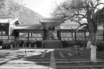 Chinese garden of a Buddhist Temple (Lijiang, Yunnan, China)