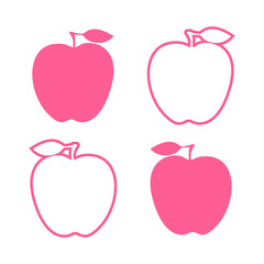 Set pink apple sign. Vector illustration isolated