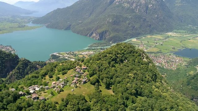 Aerial 4K - Borgo di S. Giorgio e Lago di Novate Mezzola (IT) 