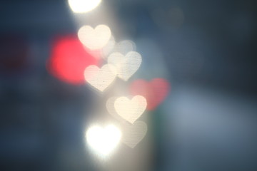 Valentine Soft heart-shaped bokeh on background Vintage soft Colorful lighting bokeh for decoration...