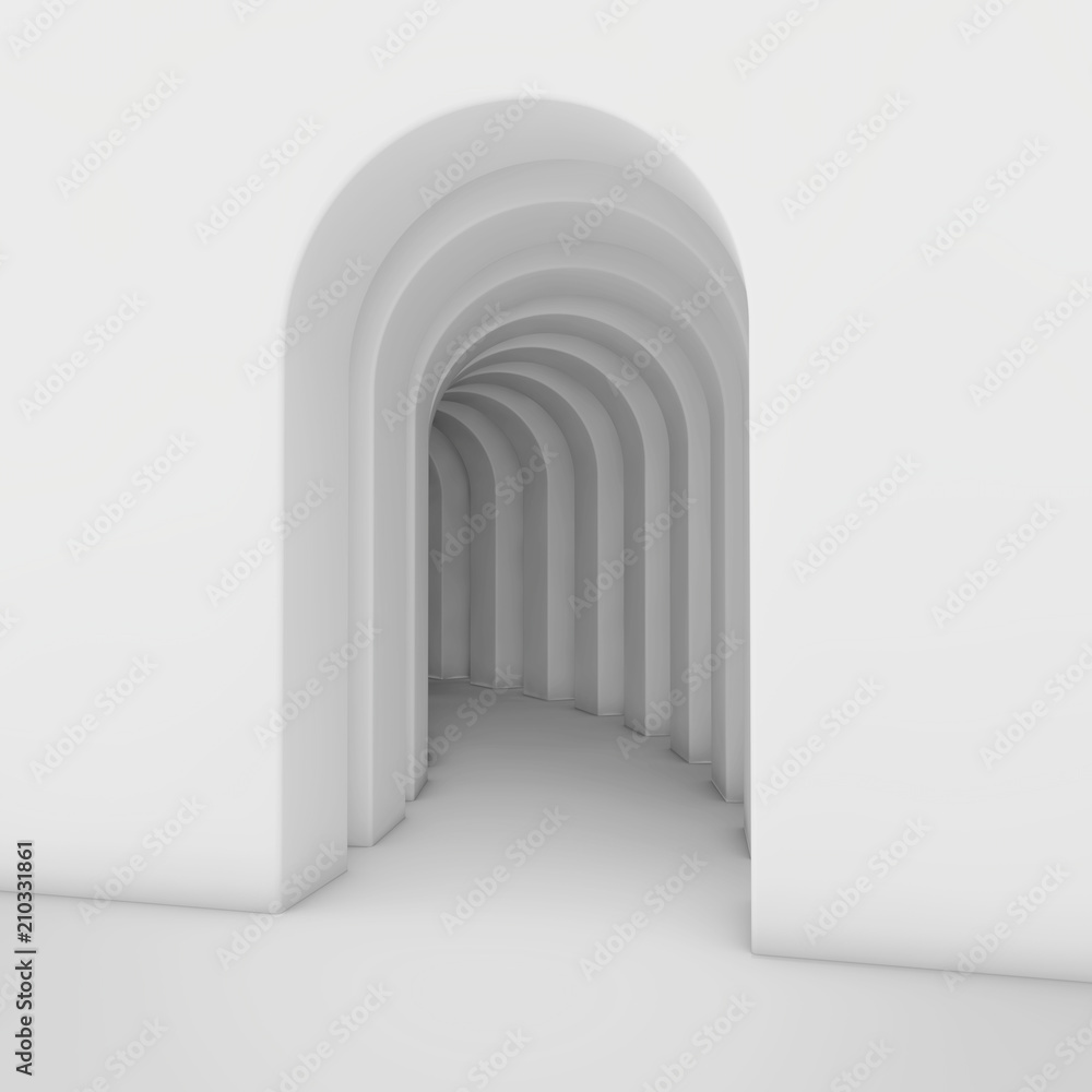 Aufkleber abstract white archway. 3d rendering