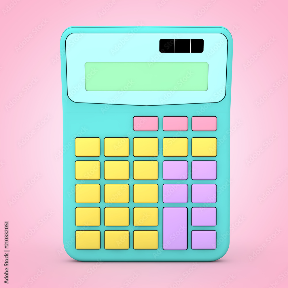 Poster abstract color toy calculator icon. 3d rendering