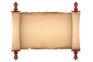 Blank Old Paper Scroll Parchment Mockup. 3d Rendering