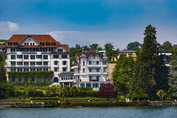 Town Weggis on Lucerne lake