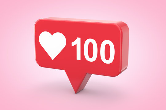 Social Media Network Love and Like Heart Icon. 3d Rendering