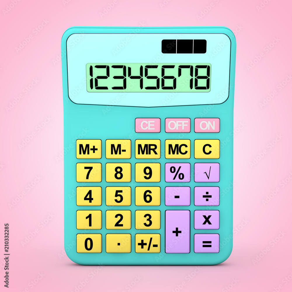 Poster abstract color toy calculator icon. 3d rendering