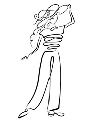 Summer clothes for a lady, creative drawing, young woman of fashion