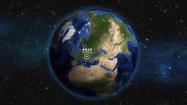 ROMANIA ARAD ZOOM IN FROM SPACE
