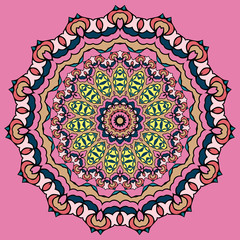 Colorful mandala on the white background.