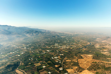 Obraz premium Aerial landscape with farms