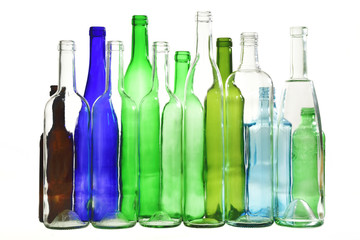 recycling  glass on white background