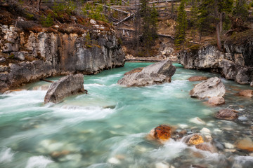 Fototapeta na wymiar Marble Canyon in Kootenay National Park, British Columbia, Canada