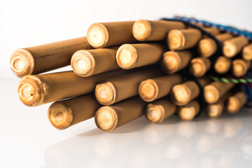 Traditional Pan flute of Mayan and Peruvian  on white background