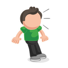 Vector hand-drawn cartoon of man shocked and surprised
