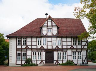 Fototapeta na wymiar historic timber-framed town hall in Barsinghausen, Germany