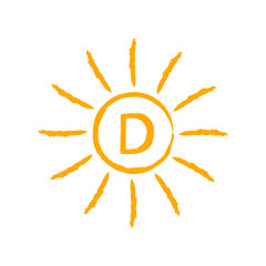 Sun brush icon with vitamin D