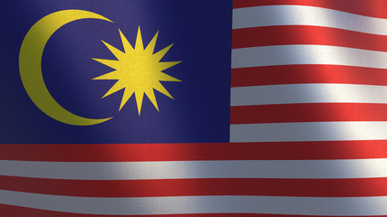 Malaysian flag. Waving flag of Malaysia. 3d illustration