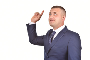 Man in suit on white background. Confident businessman. Office worker.