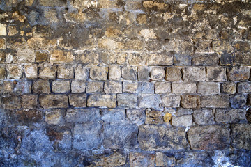 View of the fortress stone wall close-up, background texture.