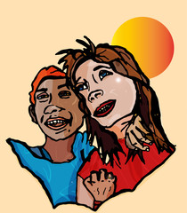 Happy couple engagement honeymoon 