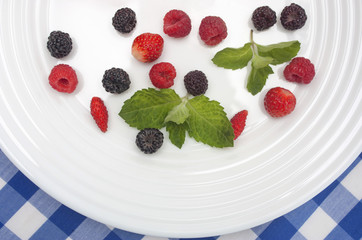 Berries and mint on a plate