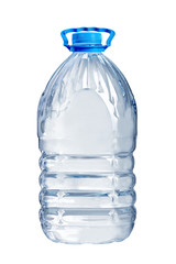 Plastic  bottle filled with pure drinking water isolated on the white background (5 liters)